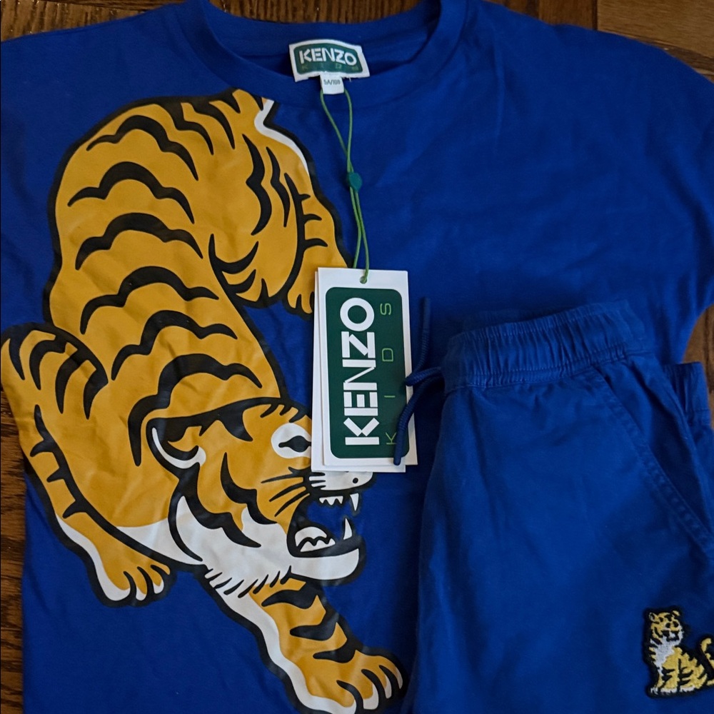 Kenzo Blue and Yellow Tiger Graphic Set